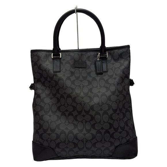 Auth COACH Signature F71103 Black Dark Gray PVC Leather - Handbag - Picture 1 of 9